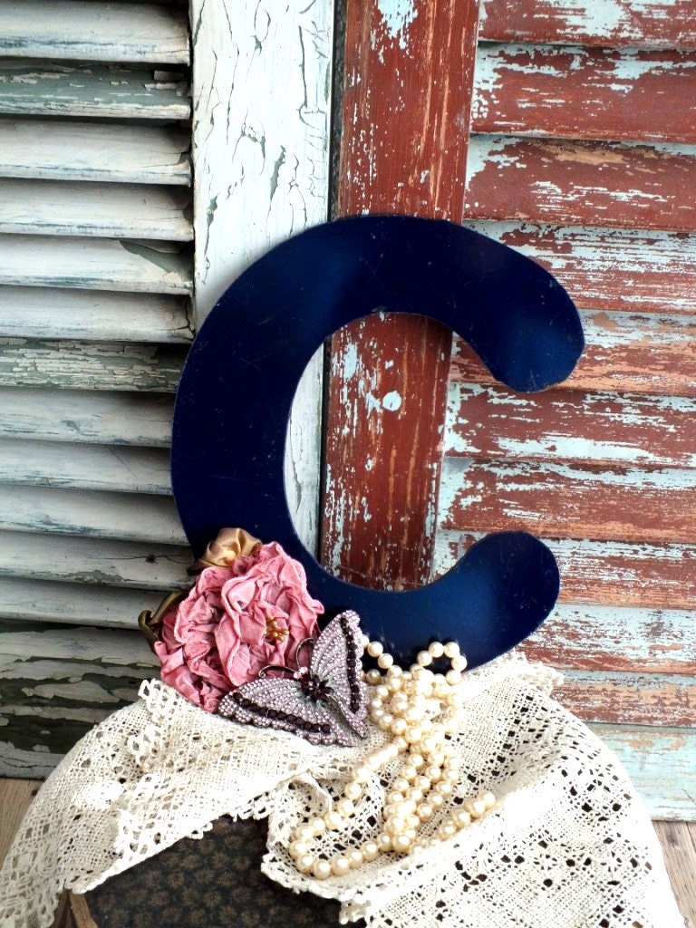 Letter C Initial C vintage Metal Sign by avintageobsession on etsy