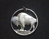 Buffalo Nickle Cut Coin Necklace cut from real Indian Nickle