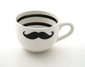 Moustache Mustache Soup or coffee Mug Oversized Black and white modern with stripes