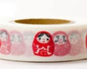 Japanese Washi Masking Tape - Daruma & Matryoshka Dolls - 18mm wide