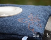 LARGE Travel Baby Wipes Cover - Up-cycled Denim with UFO