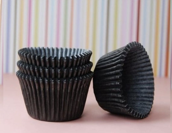 JUMBO Large Solid Black Cupcake Liners (25)