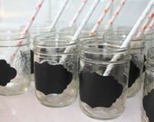 Vintage Frame Style Vinyl Chalkboard Labels  - 12 - 3.25 inch DIY Mason Jars, Wedding Favors