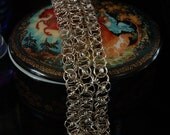 Chainmaille Helm's Deep Bracelet, Silver Plated, Triple Row, Fluid
