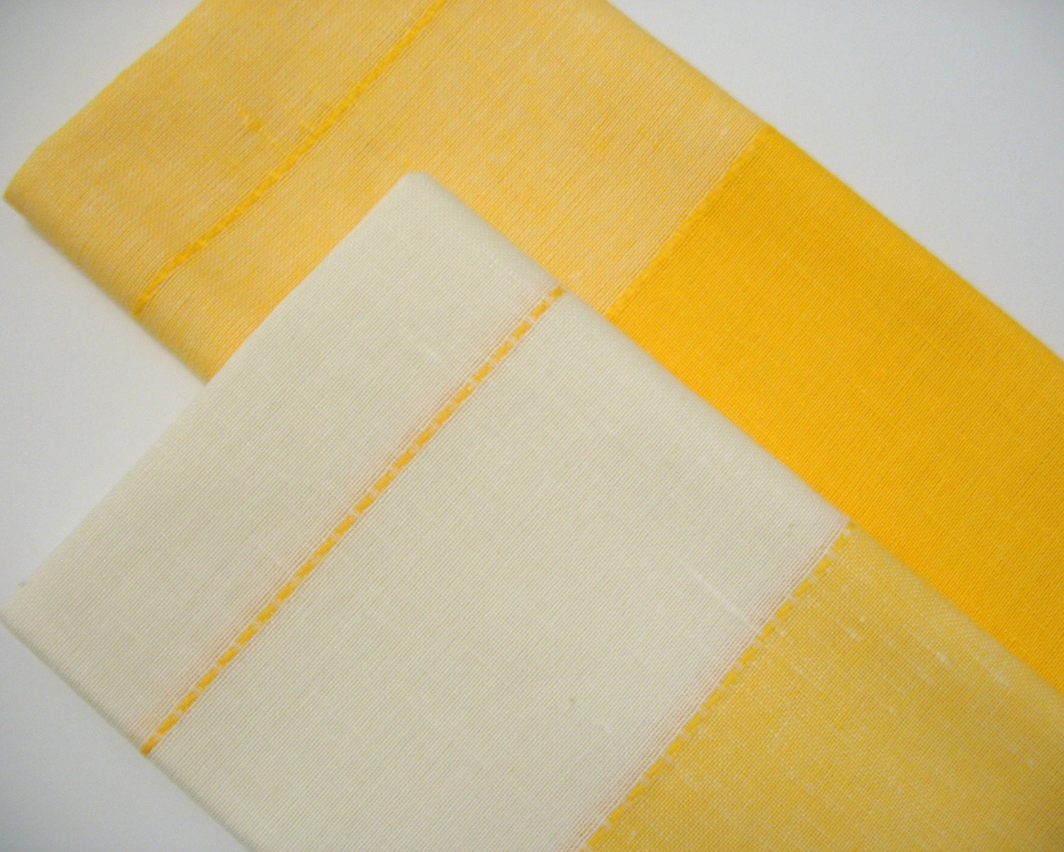 Set of 2 Organic Tea Towels. Linen and Cotton Kitchen Towels. Yellow and White Striped Dish Towels.  Linen Tea Towel. Easter Spring Gift