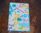 SaLE - Kindle FIRE Cover - Map of New York NYC outside - Organic Cotton inside - READY to ship - Book Style eReader cover