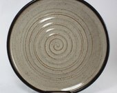Bridges Pottery X-Large Serving Creme and Turquoise with Black Rim Ready to Ship