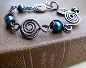 Copper Swirls and Pearls Bracelet
