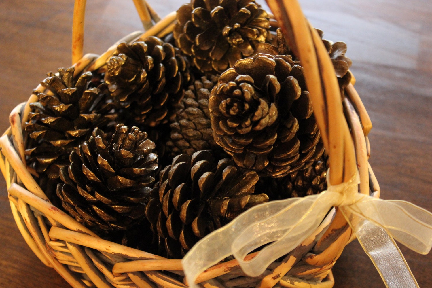 Brass Colored Pinecones - Gift Bagged - Bowl Filler -