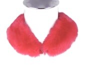 Plush Blush - Vintage Bright Coral Pink Faux Fur Collar, Downy Soft and Fuzzy Statement Piece, Vegan Friendly Neckwear