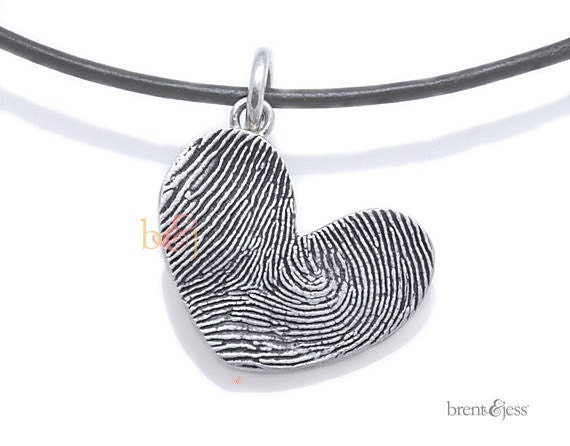 Sterling Silver Custom Thumbprint Heart Pendant