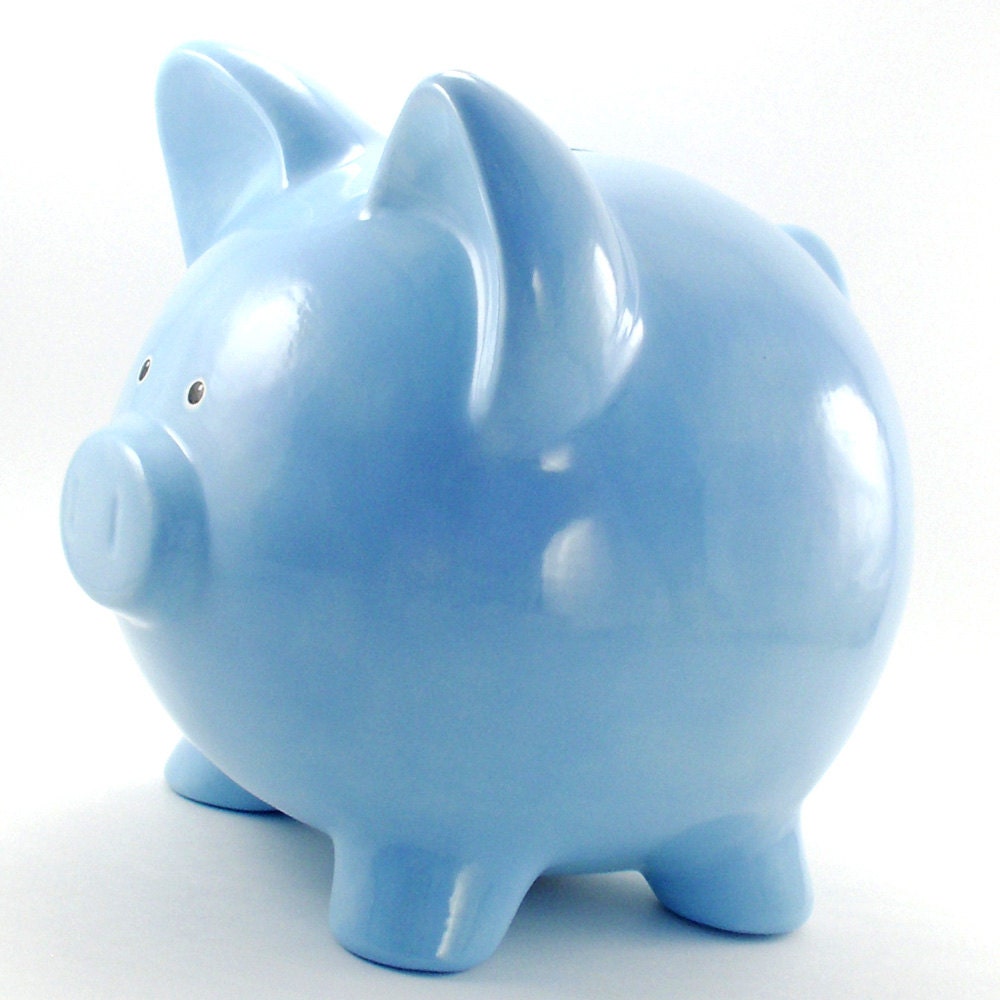 Light Blue Piggy Bank Personalized Piggy Bank By ThePigPen