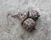 Giraffe Beaded Earrings in Copper