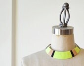 Eccentric. Fun. Fresh. Neon Green Thread Wrapped Bib Necklace - no. 701A