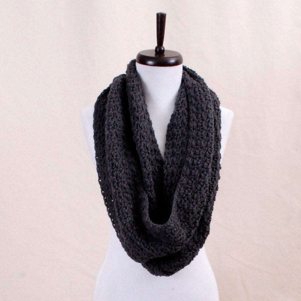 AMAZING Circle Scarf - CHARCOAL Grey Black - handmade crochet scarf, circle scarf, fall winter fashion, cowl neckwarmer shawl collar