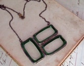 Geometric Eco Friendly Jagermeister Glass Bib Necklace Recycled