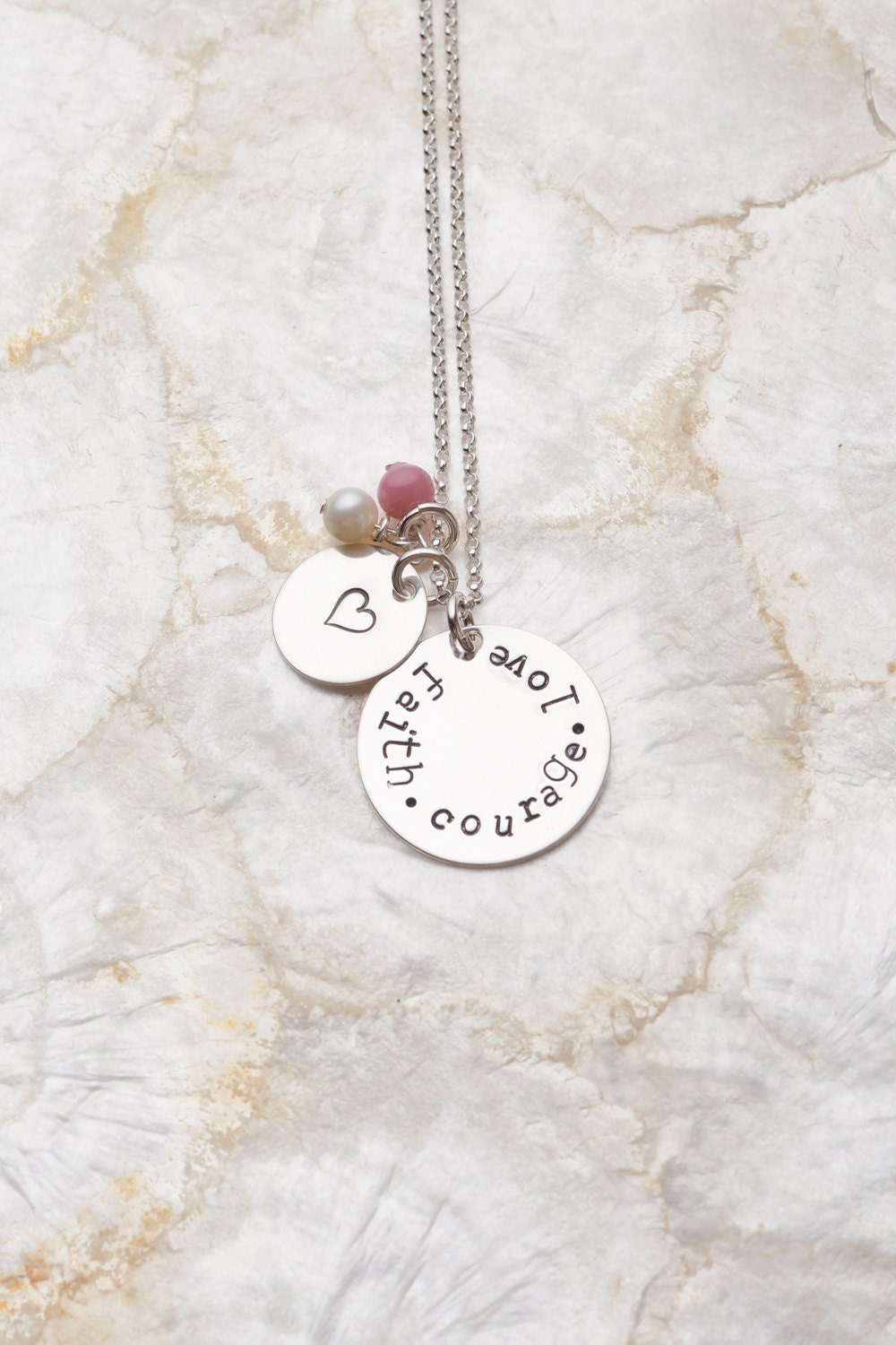 Faith Courage Love Necklace, Faith Necklace, Courage Necklace, Inspirational Jewelry, Cancer Gift
