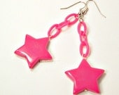 Earrings Fairy Kei Retro 80's Pink Star Chain Plastic Jewelry