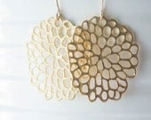 Gold Plate Chrysanthemum & Gold Filled Wire Earrings