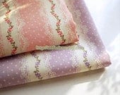 Love Of Nature, Retro Chic Lace Floral Stripes, Choose One Color-Japanese Cotton Fabric (1/2 Yard)