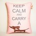 Dachshund Pillow - Keep Calm and Carry a Doxie in Bubblegum Pink