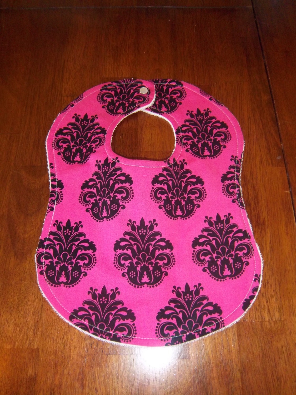 Hot Pink with Black Damask Bib