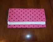 Pink with Black Polka Dots Burp Cloth