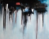 Rain 30 - original abstract painting , oil on canvas 12x12"