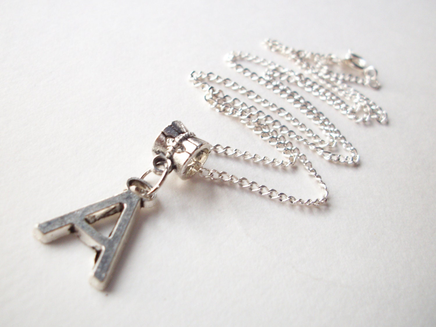 Choose your letter Initial Necklace personalized silver block letter pendant for woman or man