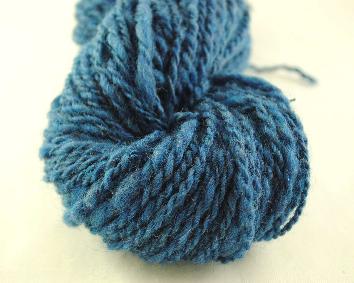 Blue handspun wool yarn - Munchkin Land