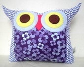 SALE 15% gift under 20/ dark blue / purple /Polyfil Stuffed Purple Dream Owl Pillow
