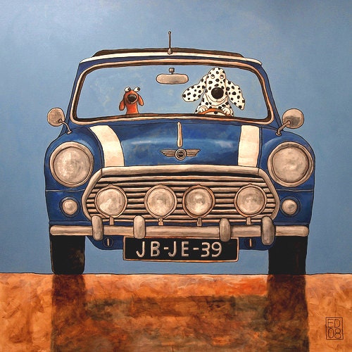 020 MINI COOPER - signed and numbered giclee print  14 x 14 cm / 5.5 x 5.5 inch