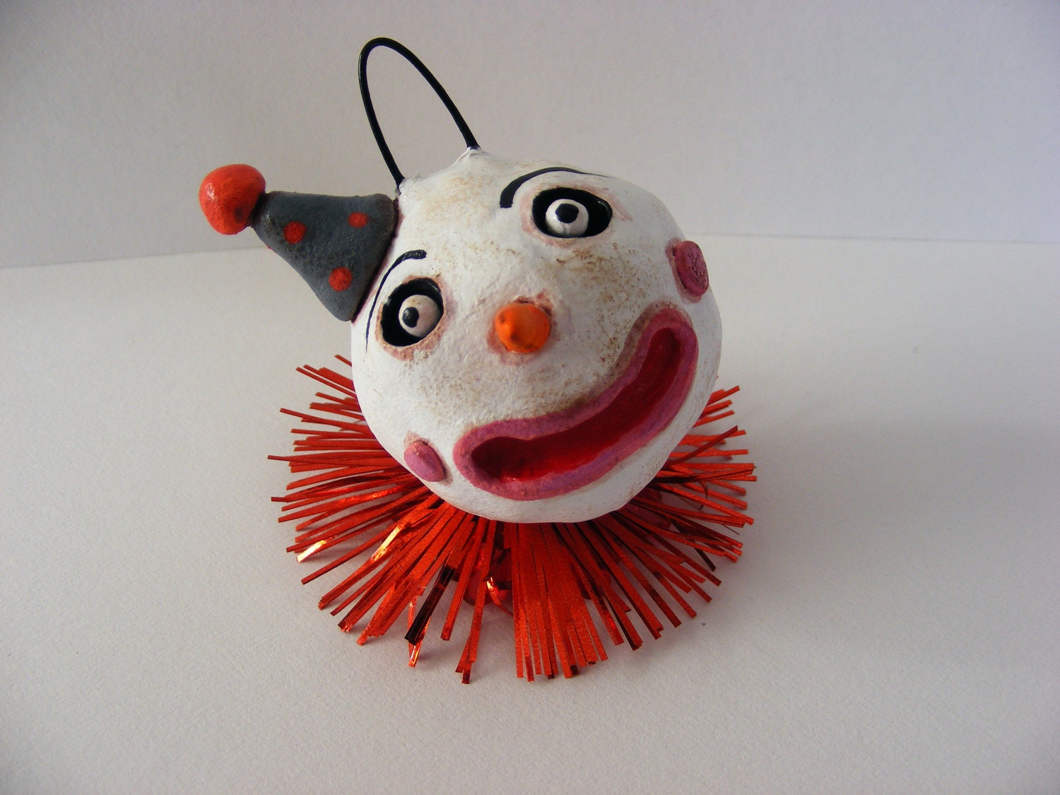 Primitive Vintage Style Folk Art Snowman Ornament
