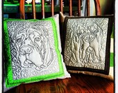 Custom quilted dog pillow 18"