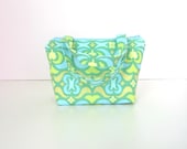 Handbag Aquamarine Purse, Amy Butler Fabric, Zipper Top