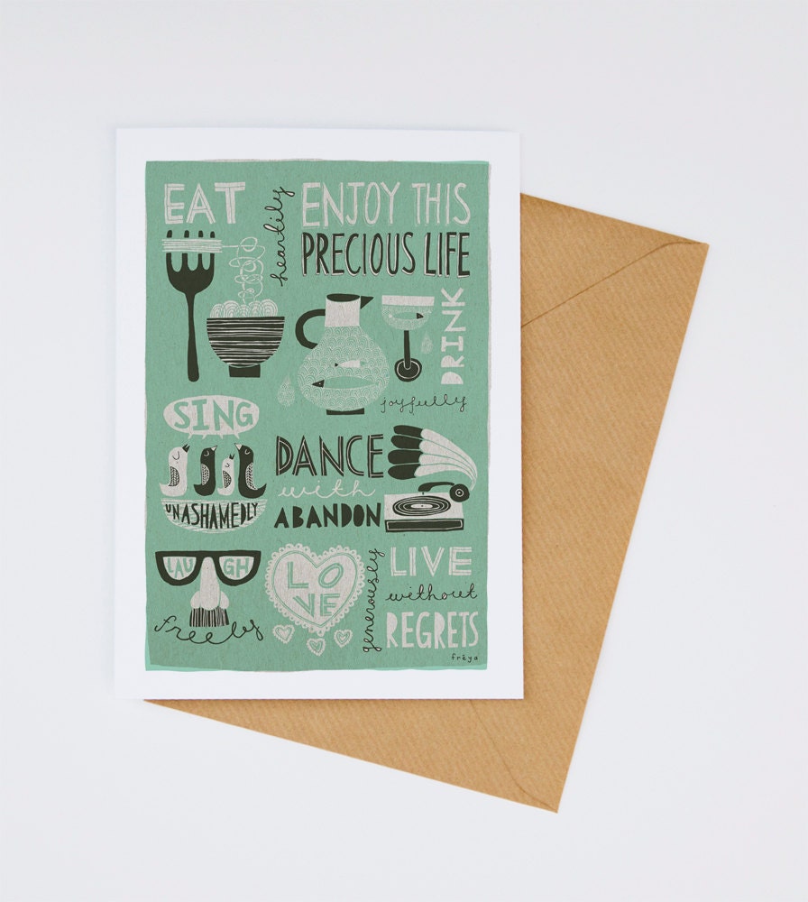 Enjoy This Precious Life (green) - Greeting Card (2-51C)