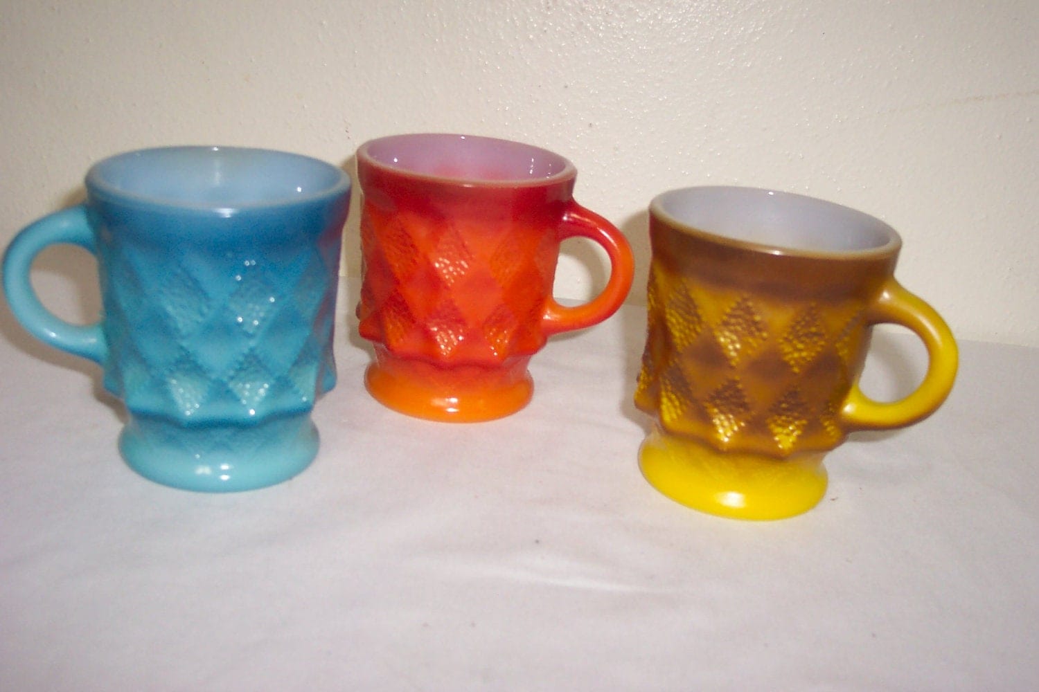 Fire King Mugs Set of 3 Anchor Hocking Coffee Cups by LuRuUniques