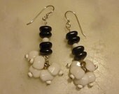 Black and White Art Deco Flapper Winter Party earrings with vintage beads