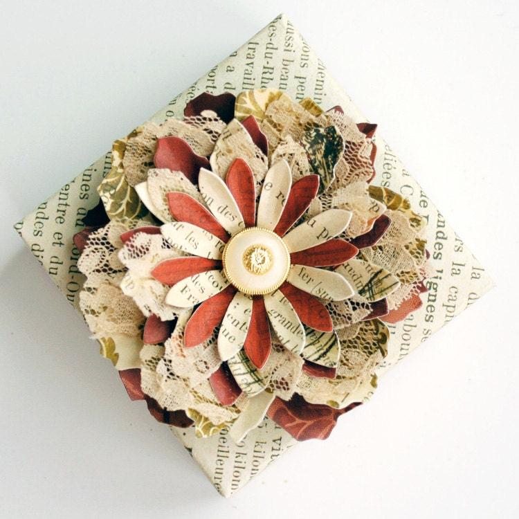 Elegant Handmade Paper FLOWER Decorated ORIGAMI Gift BOX