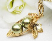 2 Peas In A Pod Hand Stamped Personalized Initial Necklace. For  Mothers, Sisters, Bff, Bridesmaids - Choose Your Color Pearl