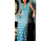 INSTANT DOWNLOAD PDF Vintage Crochet Pattern   1970s Shaded Hexagon Maxi Evening Dress  Retro