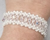 Crystal Bridal Bracelet, Swarovski Crystals AB with Ivory Embellishments, Elegant Kisses, Bridesmaids Jewelry - Cynthia (WB0101)