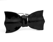 Black Bow Tie Necklace New Years Fashion Ceramic Handmade Unique Bow Tie Statement