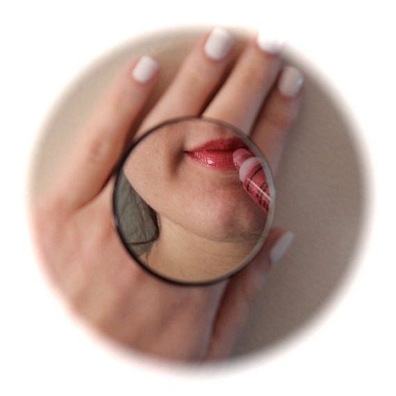 Mirror Cocktail Ring Ceramic - big bold handmade novelty ring - EGO - 2.4 inch