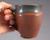 Wheel Thrown Mug inCedar Shino and Steel Gray Shino Glazes