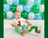 Very Hungry Caterpillar Personalized Birthday Onesie or T shirt - Children's Clothing, Baby Boy or Girl, 1st Birthday Cake Smash
