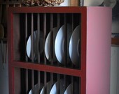 Double Rows Primitive Country Plate Rack Kitchen Cupboard