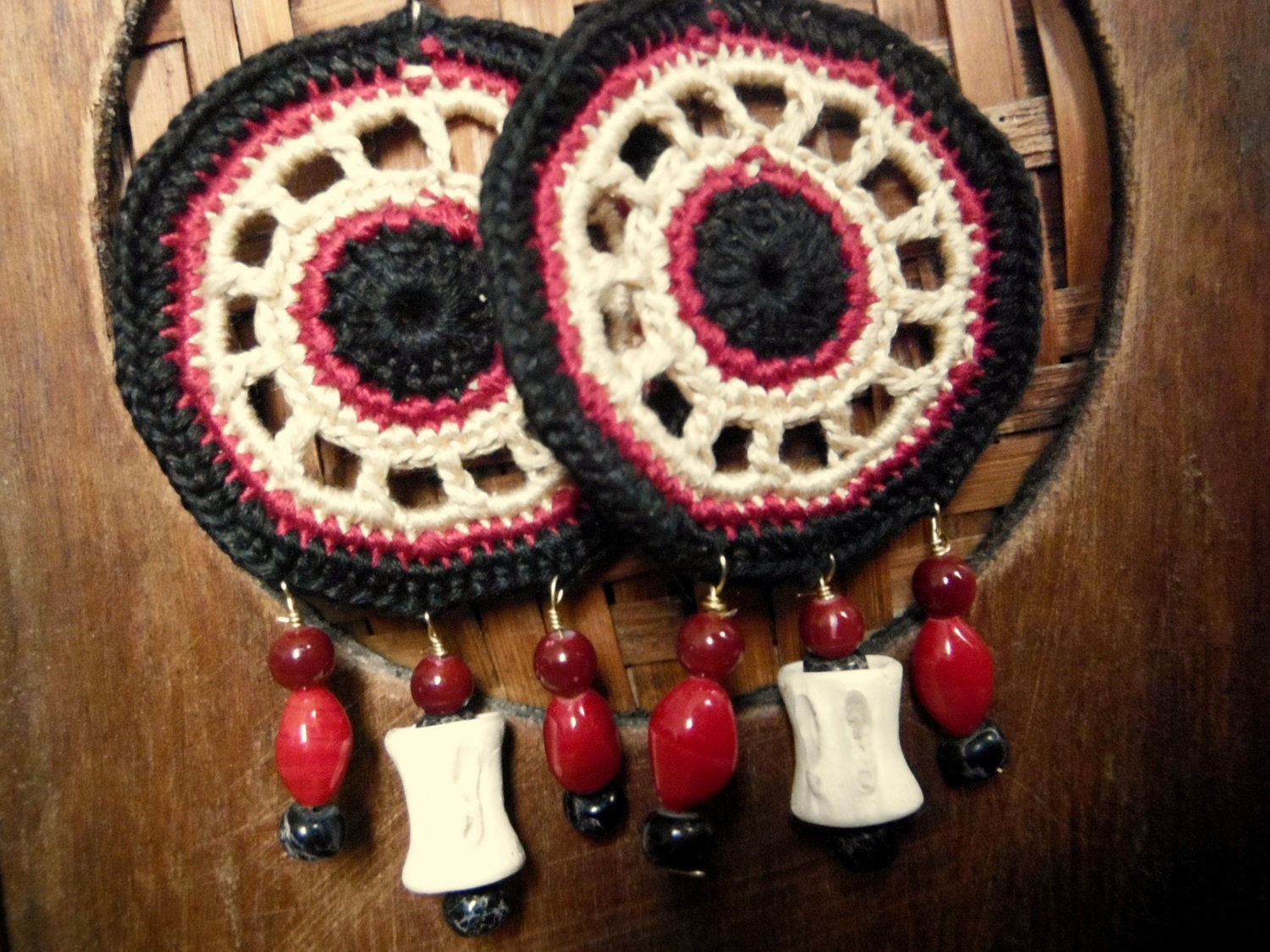 Fish Vertebra Cyclic crochet earrings