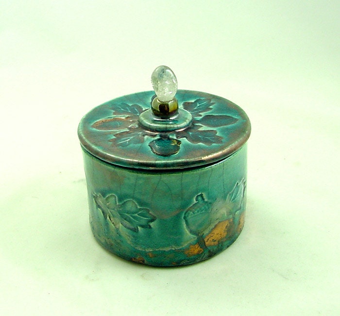 Raku Box Handmade Pottery OAK AND ACORN