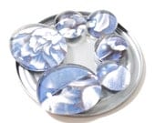 blue and white floral magnet set - made from recycled magazines, stocking stuffer
